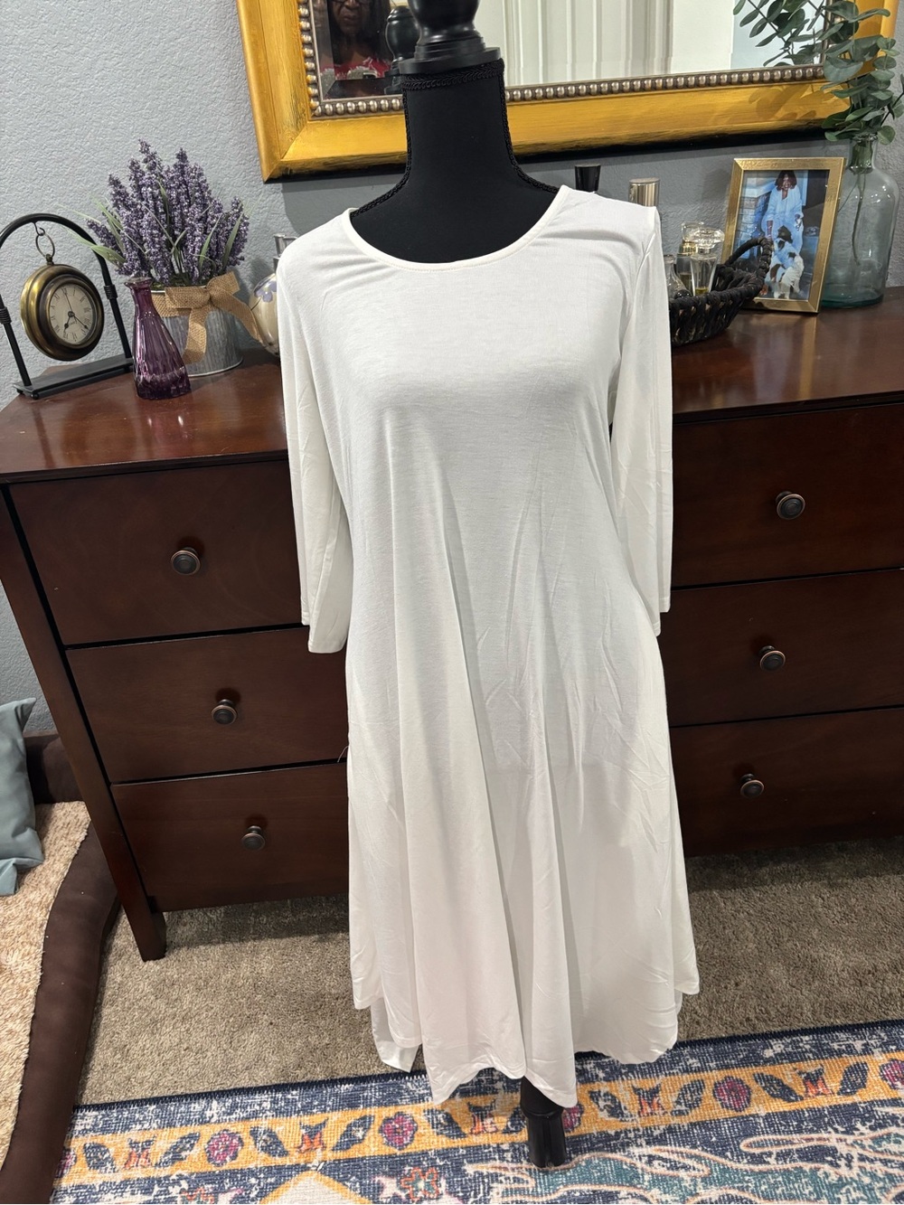 Women's White Midi Swing Dress — Lightweight Everyday Essential